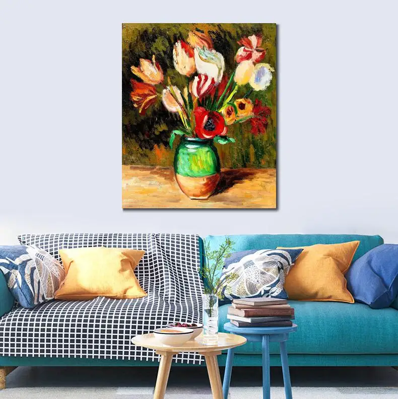 

Pierre Auguste Renoir Paintings of Tulips in A Vase Modern Impressionism Art High Quality Hand Painted