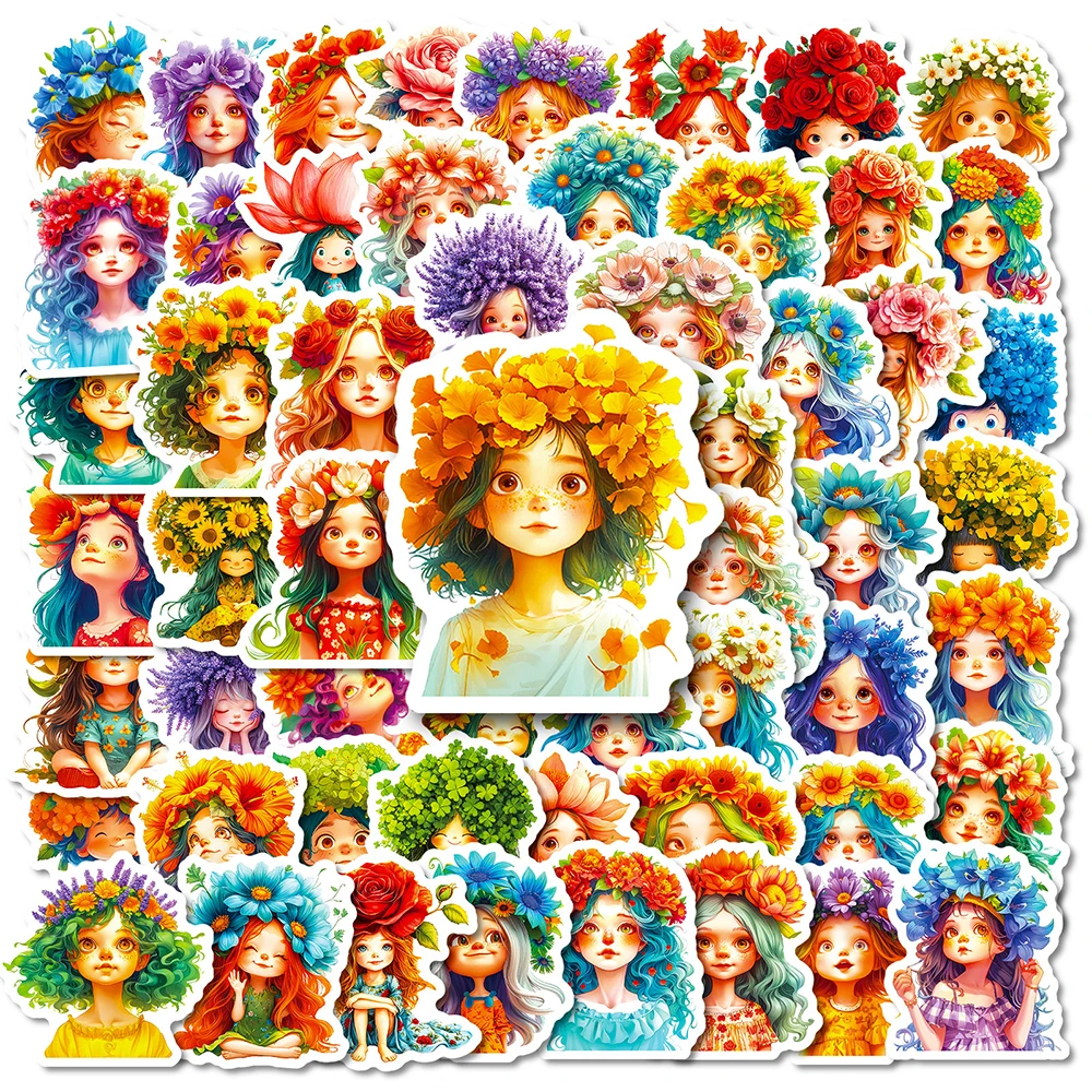 

56PCS Flower Girl Cute Girls Graffiti Stickers Cartoon Decal DIY Notebook Phone Guitar Cup Skateboard Waterproof Sticker
