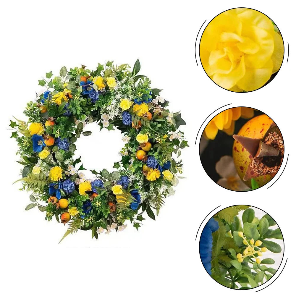 Artificial Flower Wreath For Party Seasonal Decor Floral Wreath Vivid Shape Cheerful Elegant Design Artificial