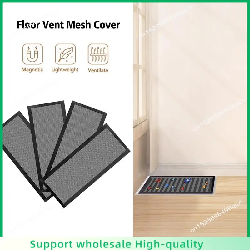 

ABSF Floor Vent Covers Magnetic PVC Vent Mesh Cover, 4Pack Black Air Vent Screen Cover Floor Vent Cover