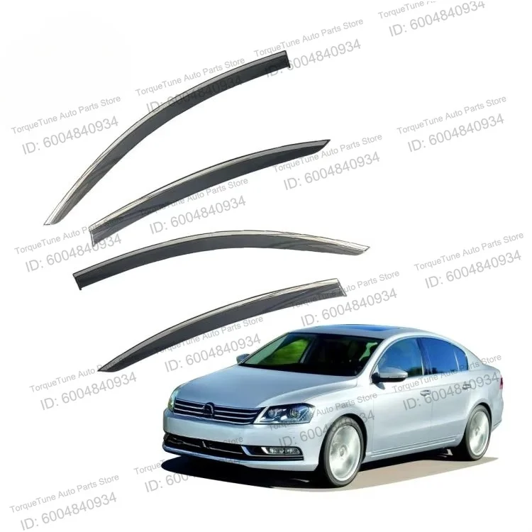 Premium Car Window Visor for VOLKSWAGEN PASSAT B7 2011-2013, Injection PC with Stainless Steel Strip, Rain and Sun Protection