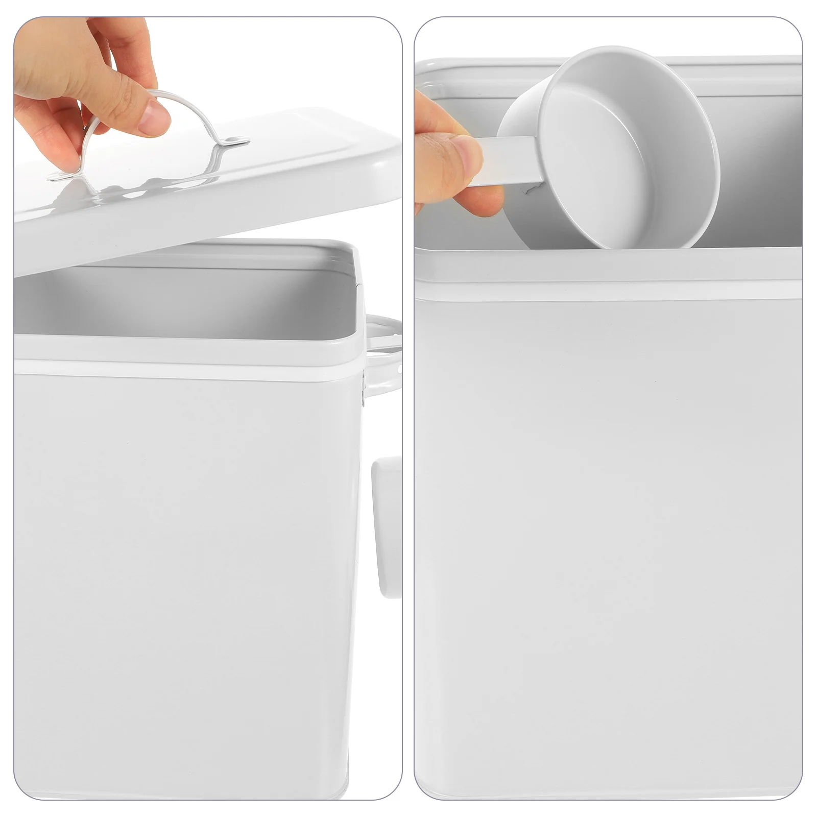 

1pc Laundry Powder Storage Container Iron Canister Large Capacity Compact Kitchen Organizer Rust Resistant Odor Sealing Dry