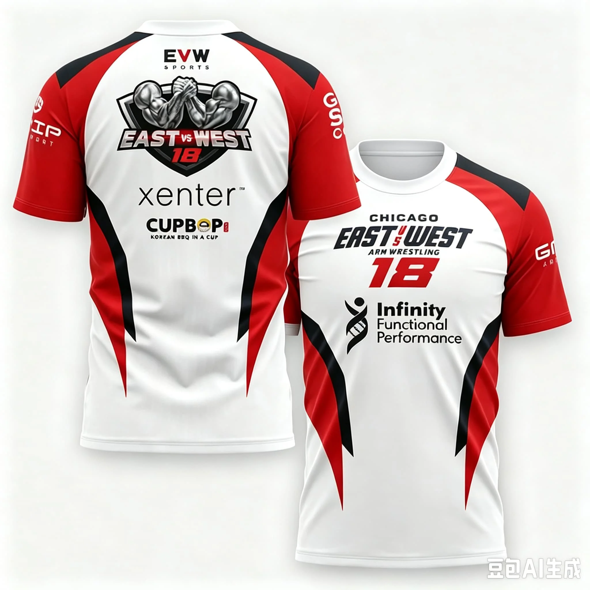 The East Vs West Series 24 Armdrücken T-Shirt Atlantic City Sporttrikot Herren Schnelltrocknend Fitness Gym T-Shirt Familien-Set – Detail 3