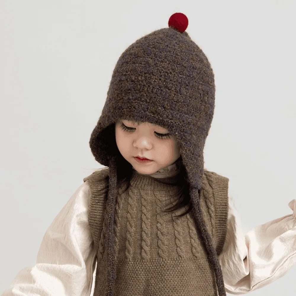 

Trendy Knitted Toddler Hat Ear Protection Windproof Kids Earmuffs Cap Keep Warm Leisure Kids Cap for Boy Girl