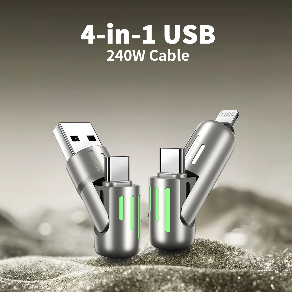 كابل USB C إلى USB C عالي السرعة لنقل البيانات، أضواء التنفس الملونة، كابل USB C لأجهزة الكمبيوتر المحمولة