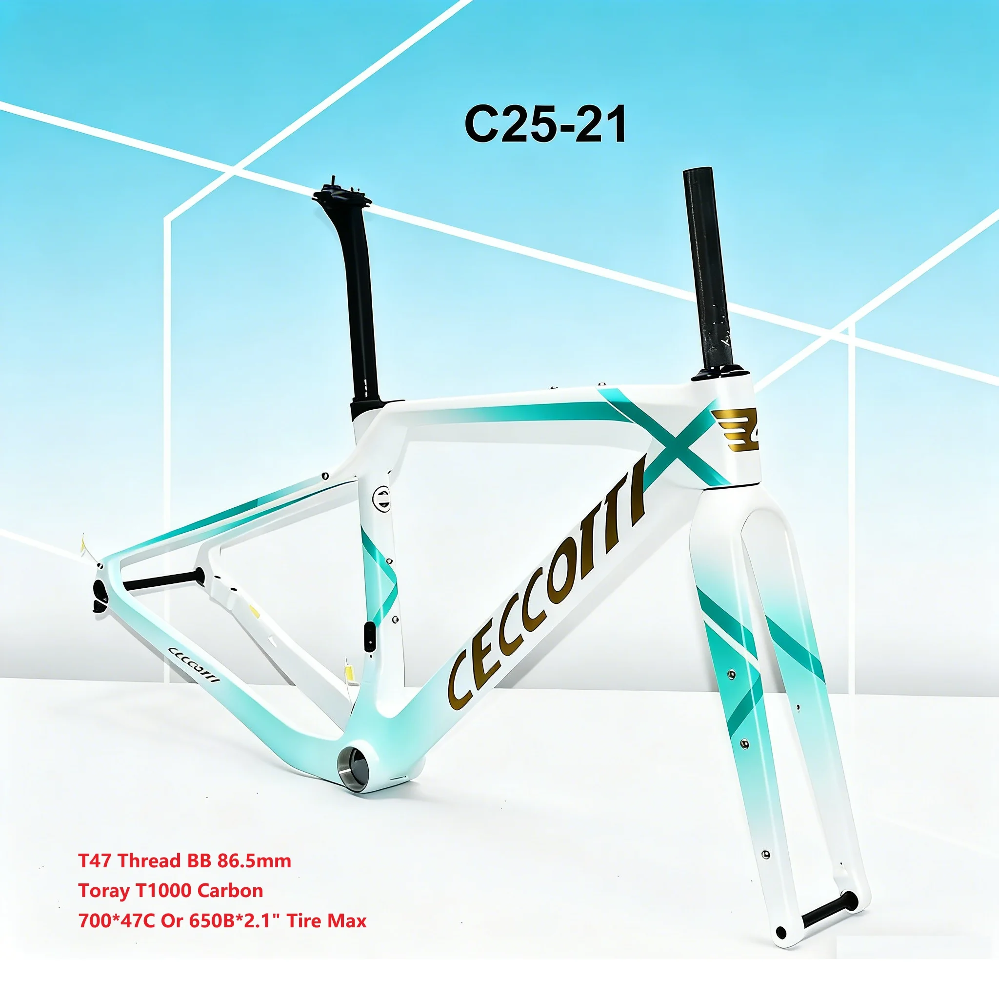 

Ceccotti DC025 Carbon Toray Gravel Framest, Chameleon color, ice crackle paint, diy color avaliable ,oem color avaliable