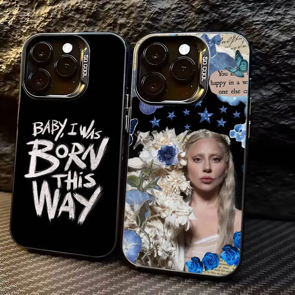 

S-Singer L-Lady Gaga Phone Case For iPhone 17,16,15,14,13,12,11 Plus,Pro Max,XS,Colorful Silver Black Cover