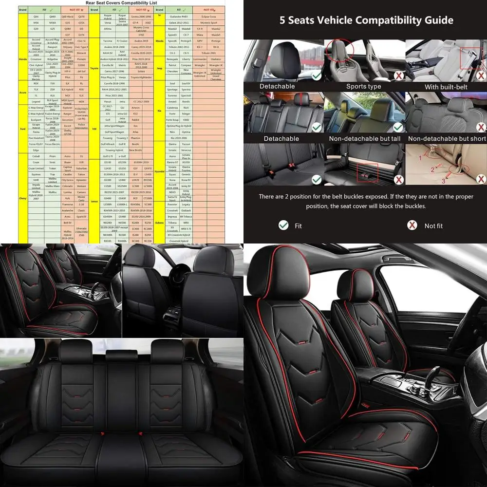 

Universal Leatherette Seat Covers for 5 Seats - Suitable for Sedan, SUV, Truck, and Vans - Black