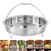 Stainless Steel Food Steamer Basket Pressure Cooker Steamer Basket with Handle Steaming Grid Drain Drainer Cooking Utensils