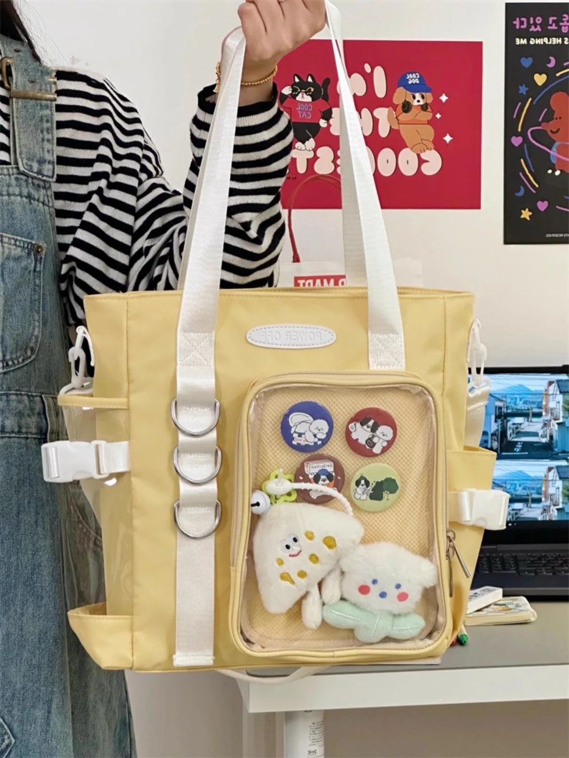 Japońskie Kawaii Itabag DIY odznaki patera torba na ramię dla ucznia uniwersyteckiej nylonowe torebki i torebki torby Crossbody JK