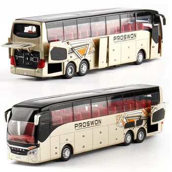 1:32 High quality alloy business bus model Metal Diecasts Simulation luxury double sightseeing bus pull back car toys for children
