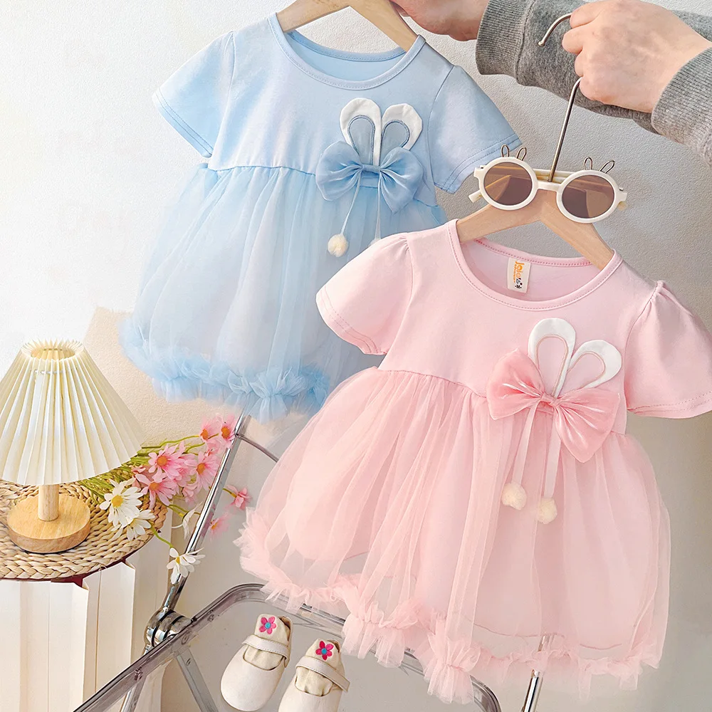 

Short Sleeved Baby Dress Summer Cute Rabbit Casual Dresses Sweet and Cute Kids Clothes for 0-2 Years Baby Girl Wear