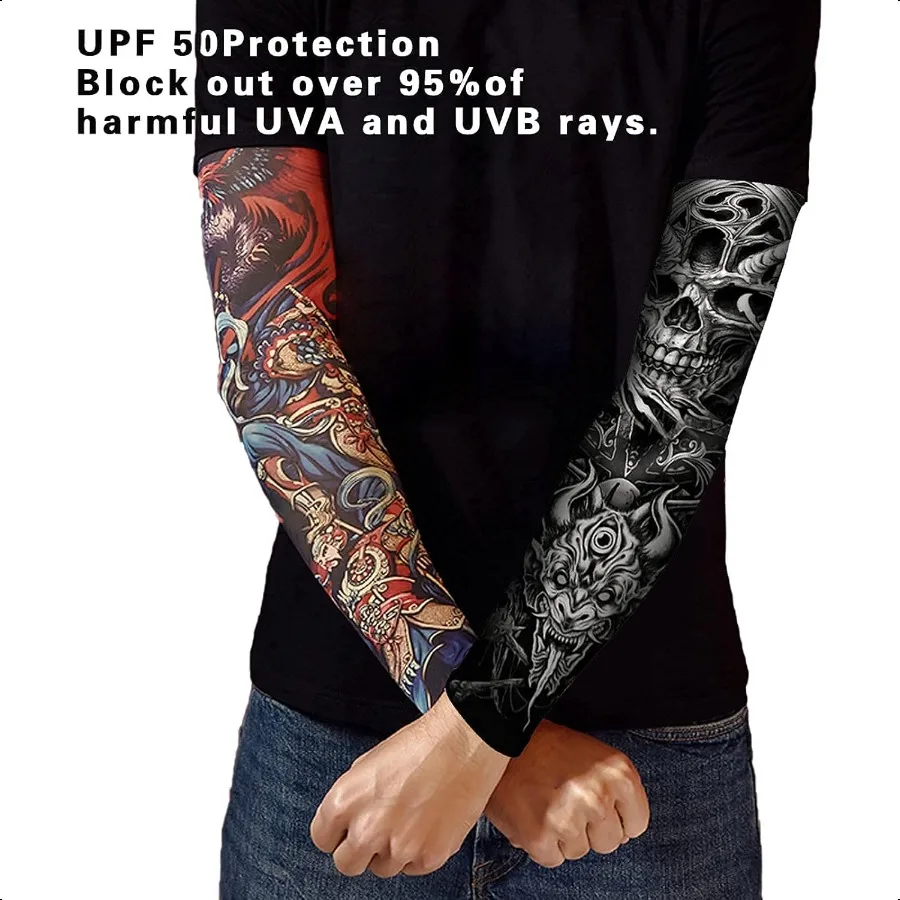 UV Sun Protection Arm Sleeves for Men WomenUPF 50+ Sports Comprion Cooling Sleeve TATTOO SLEEVE gift