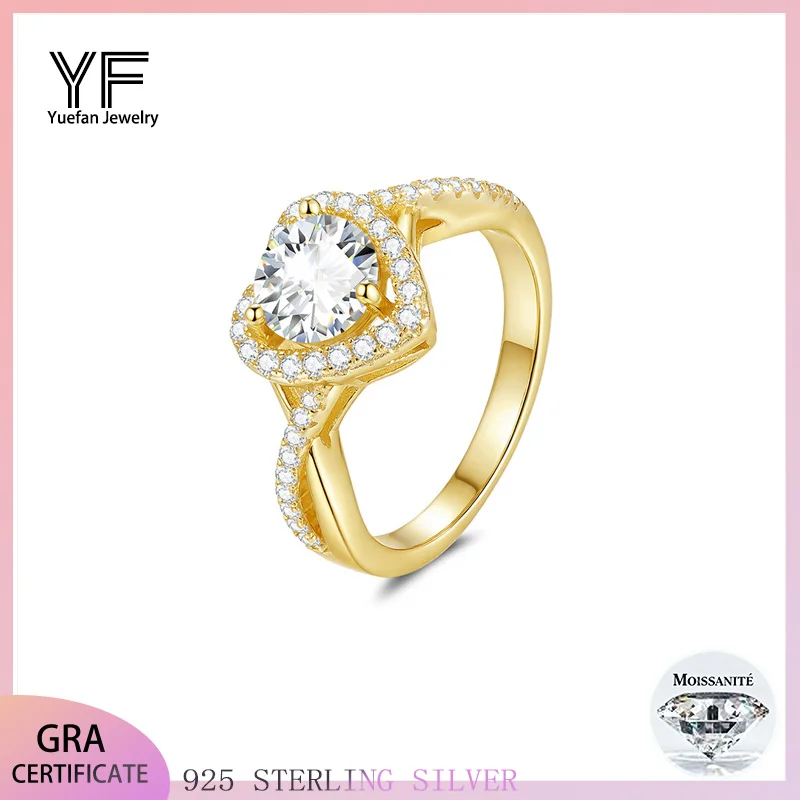 

Кольца из стерлингового серебра 925 пробы, женские 6,5 мм, муассанит, бриллиант D VVS1, ювелирные изделия, позолоченное кольцо 18 карат, обручальное сердце, милое обручальное кольцо