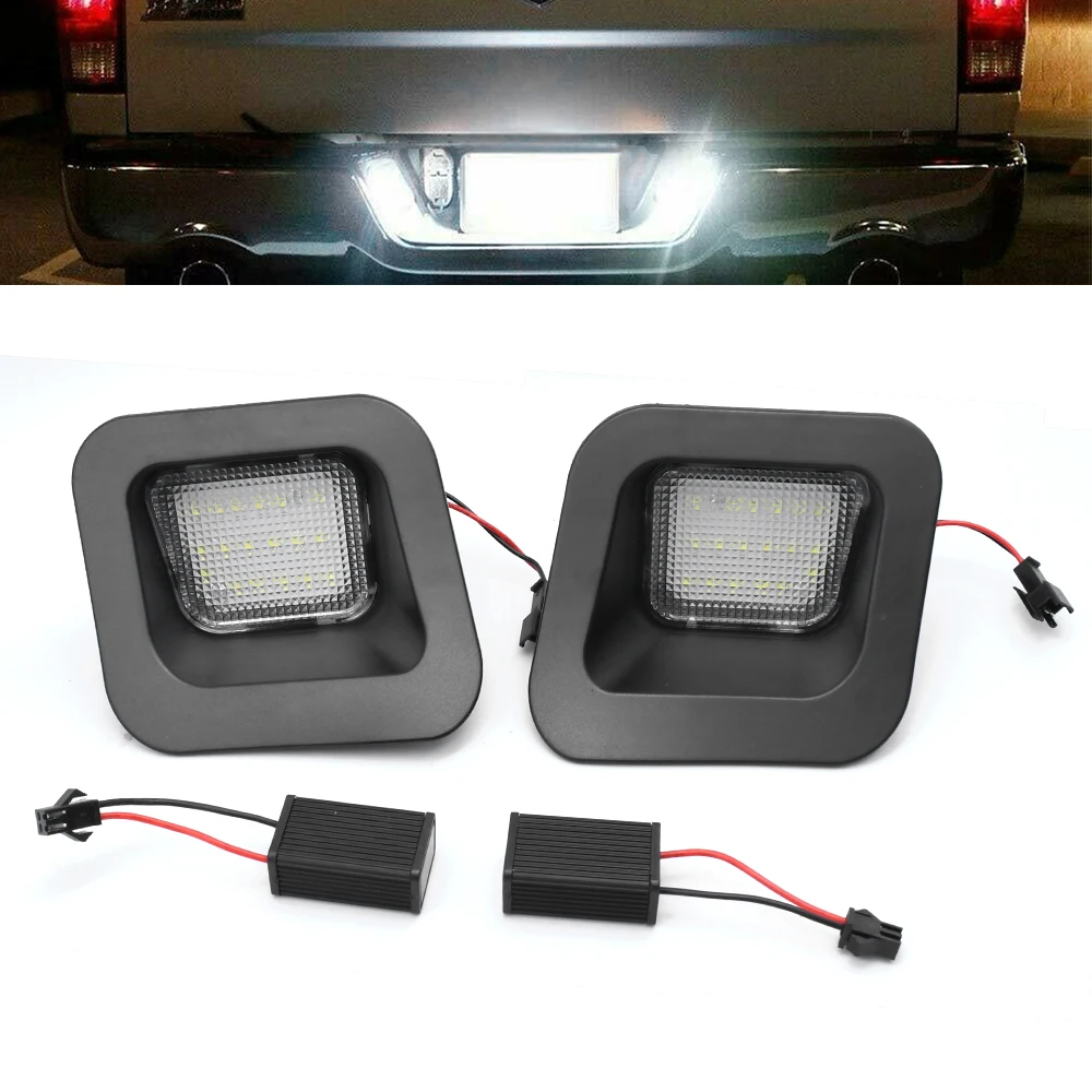 2Pcs SMOKED Len LED Car Rear License Plate Lights Canbus Error Free Number Plate Lamp For Dodge Ram 1500 2500 3500 2003-2018