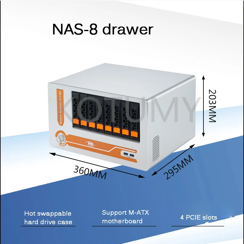 8 Disk Nas Chassis Flex Power USB Hot Plug Server Case Home Student Office Computer Mini itx Chassis  Storage Server