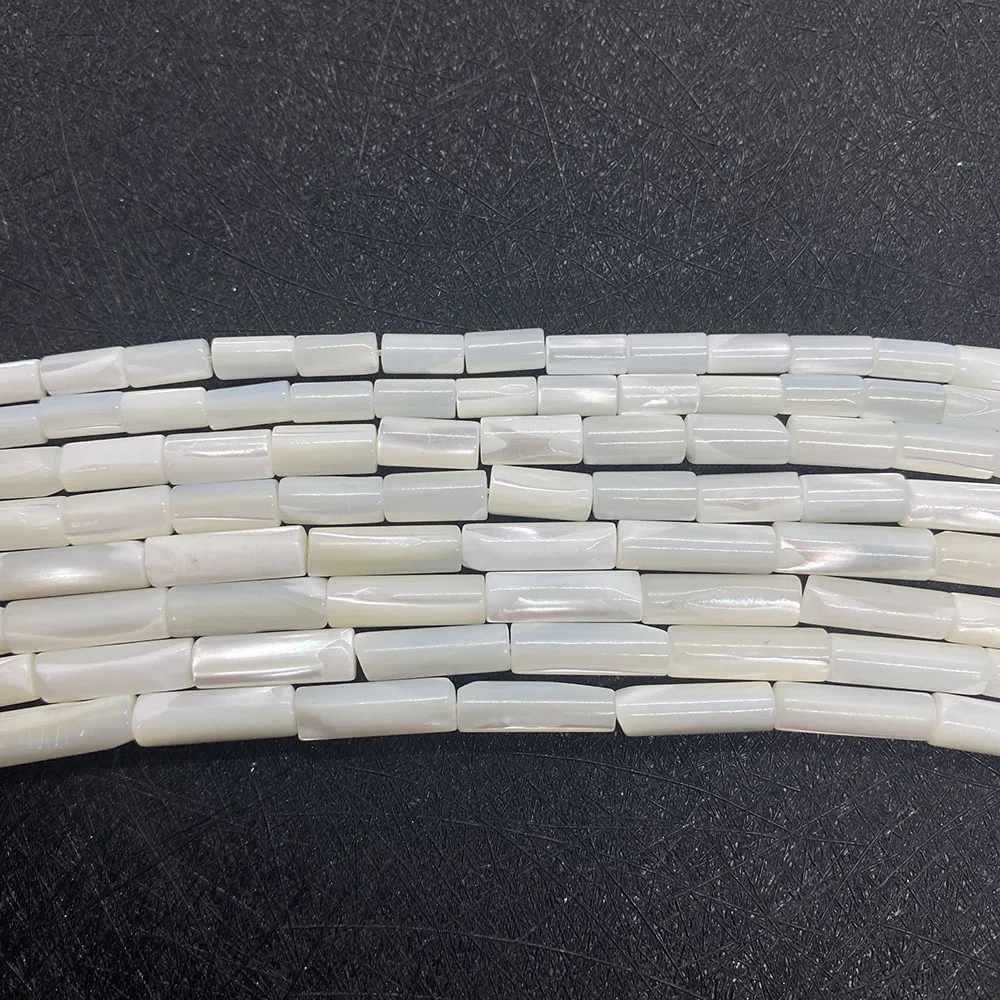 

Natural Sea Shell Tubular Beads Polished White Shell Straight-Hole Loose Beads DIY Fashion Necklace Bracelet Accessory 1strand