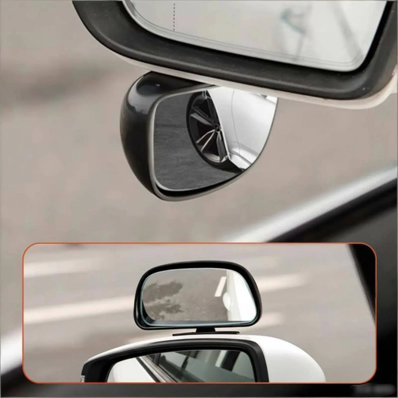 

Front Wheel View Mirror Strong Adhesive Car Side View Mirror Curved Surface Design Universal Fit for New Motorists