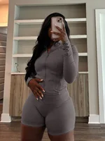 Sporty Shorts Outfit Set Sexy Women Skinny Two Pieces Club Matching Set Casual Tracksuit 4