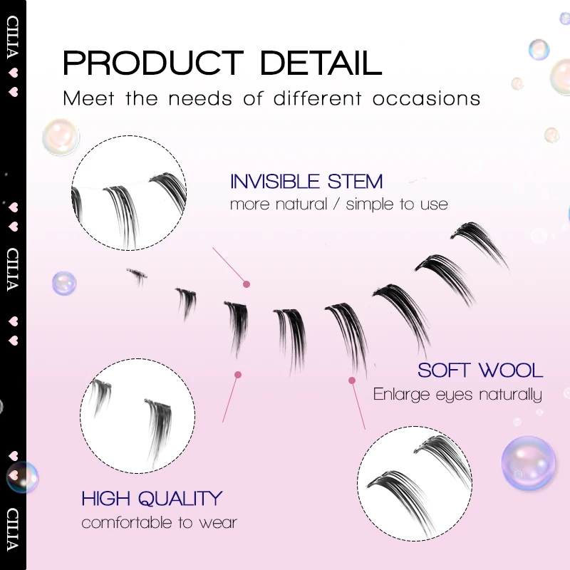 10/6/5 paires de cils inférieurs naturels sous les yeux doux 16 Styles différents faux cils bande transparente Faux vison faux cils