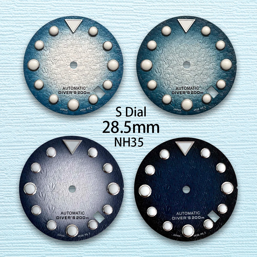 

28.5mm S Logo Footprint Dial Suitable For NH35/NH36/4R/7S Japanese Movement C3 Strong Green Luminous Watch Accessories