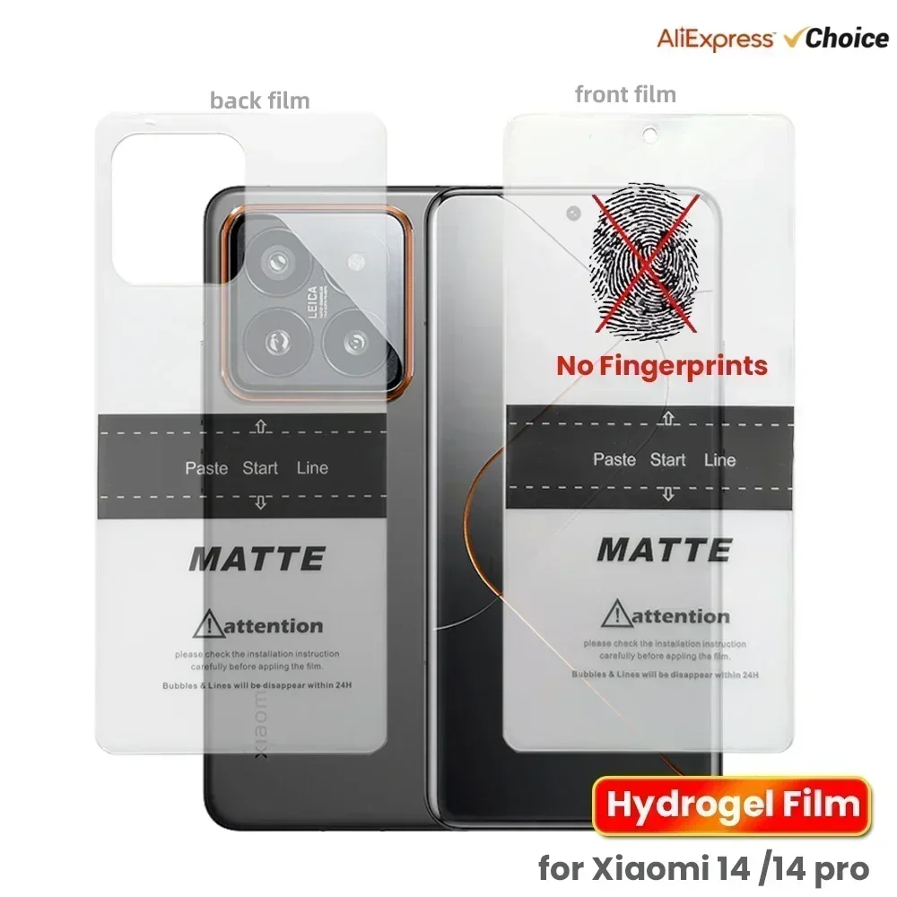 2pcs Hydrogel Film for Xiaomi 14 Pro 13 Ultra 13T 12 Lite 12T Matte Screen Protector for Redmi Note 13 Pro+ Back Protective Film