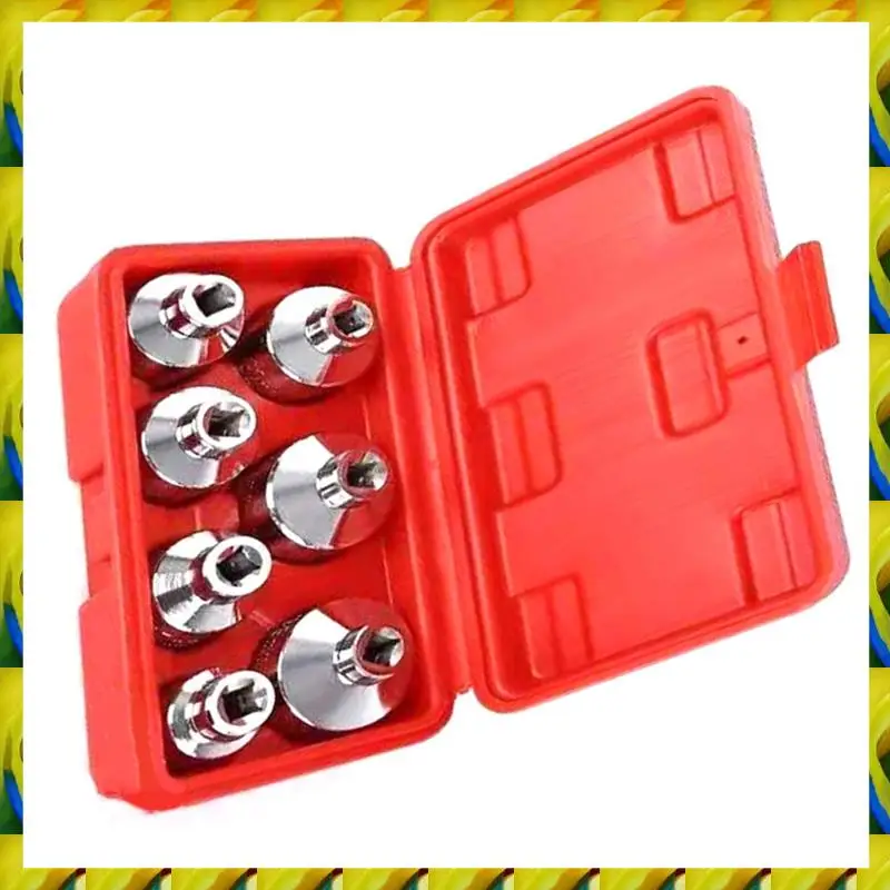 

WFF 7 Pieces Oil Filter Socket Wrench 24Mm To 38Mm 3/8-Inch Drive Oil Filter Removal Socket Filter Cap Removal Tool Remover