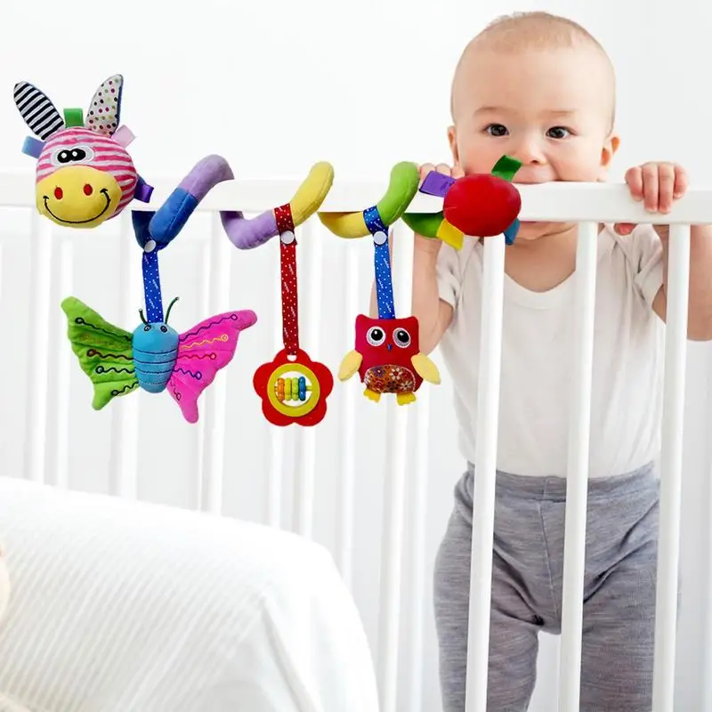 Baby Crib Hanging Rattles Toys Car Seat Toy Soft Mobiles Stroller Crib Cot Spiral Toy Pram Hanging Dolls For Babies Newborn Gift