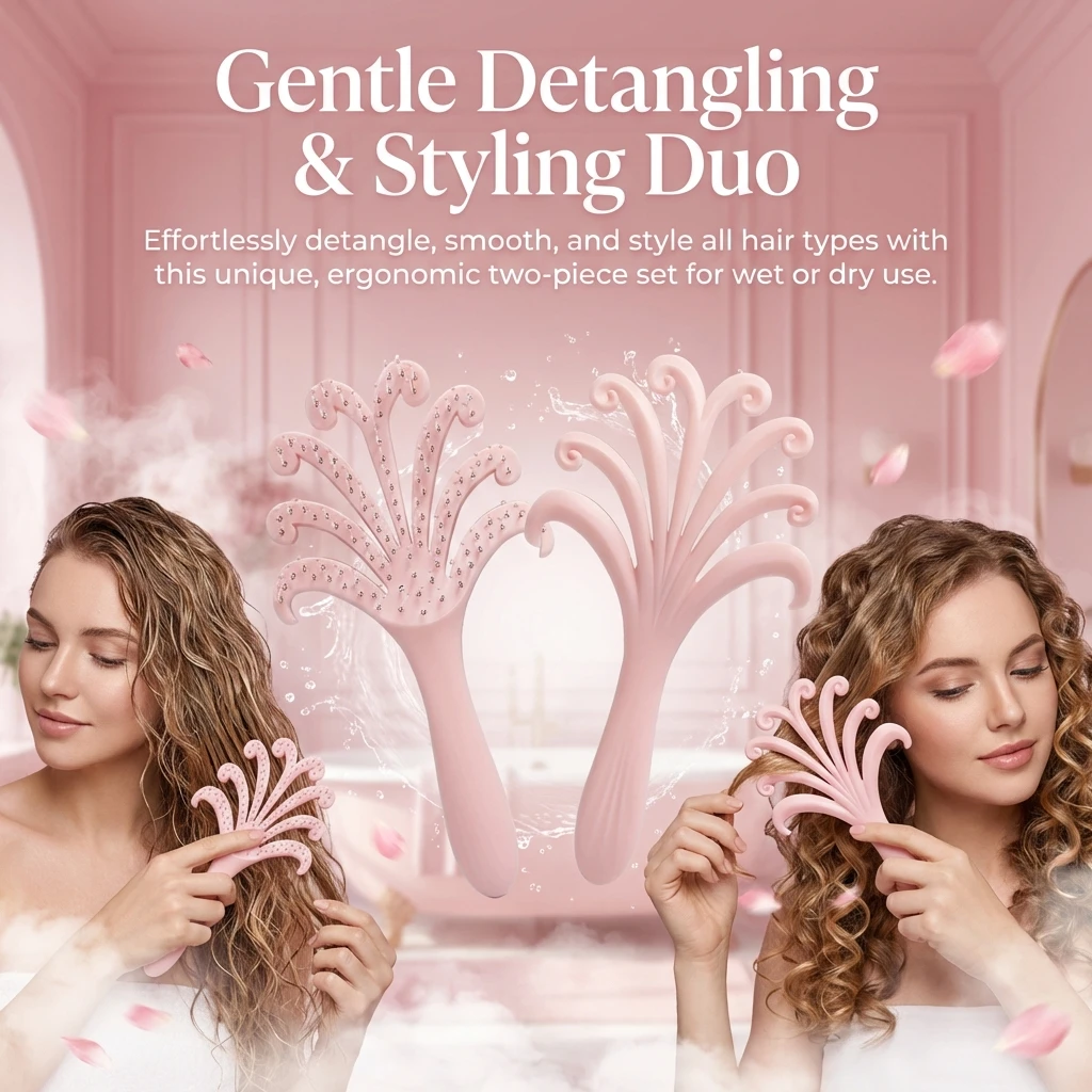 

Octopus Shape Hair Massage Comb Detangling Brush for Scalp Care Anti Static Hairbrush with Soft Bristles for All Hair Types