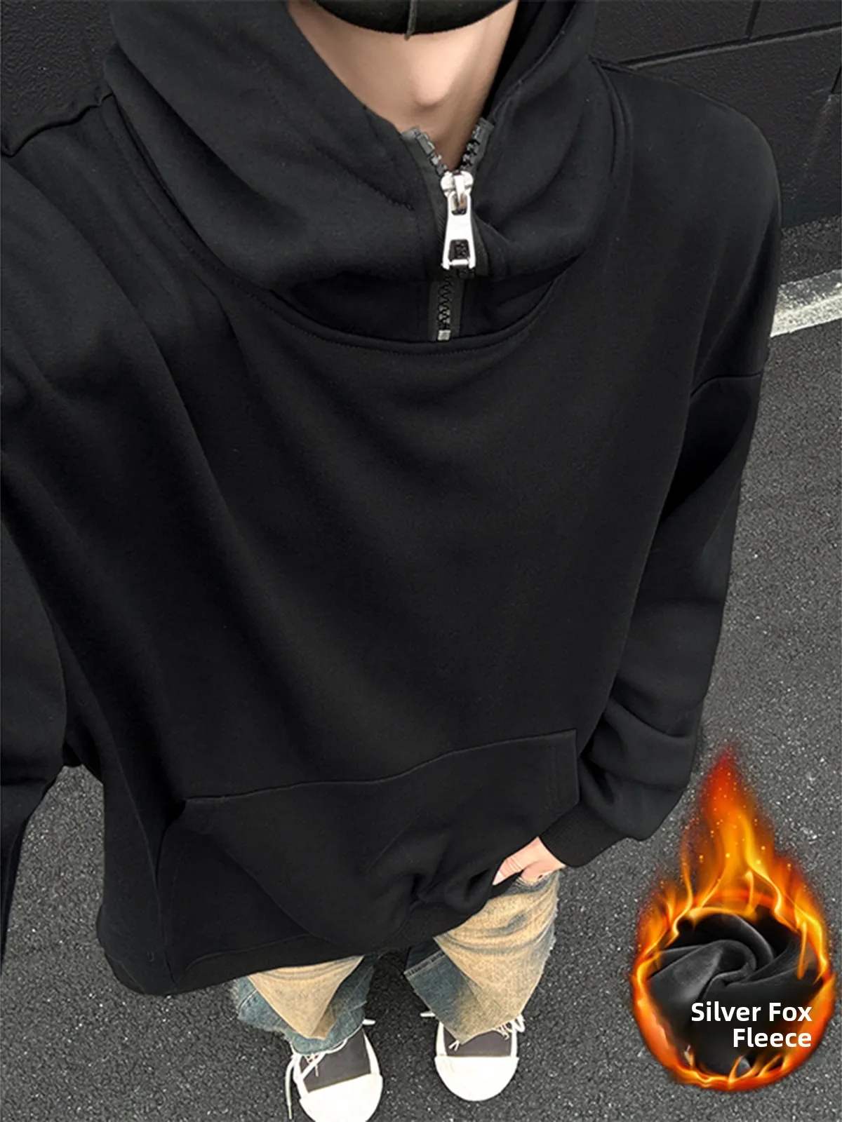 

Мужская толстовка на молнии с высоким воротником Bla Fce Lined, осенне-зимняя, в американском стиле, Cleanfit, утепленная, плотная