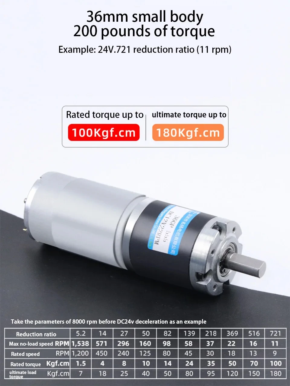 12V 36mm DC Planetary Gear motor 15W 24V Adjustable Speed Can CW CCW 36GP-555 Diameter 6mm 8mm Electric Motor