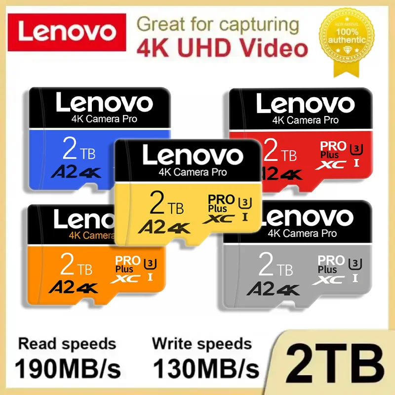 Lenovo-tarjeta de memoria SD de 2TB V30, microtarjeta TF/SD de 128GB, Clase 10, Flash de alta velocidad, 512GB, 256GB, para teléfono con cámara