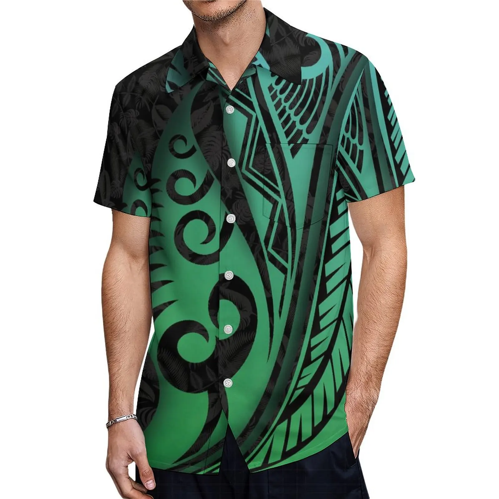 Polynesian Couple Clothing Summer New Women'S Dress Lotus Leaf Double Neckline Custom Tribal Ethnic Shirt Summer Short Sleeve