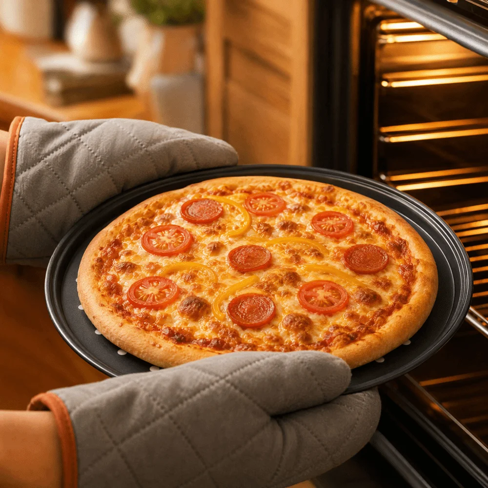 Professional Carbon Steel Pizza Pan With Holes Easy Release Perforated Pizza Pan Non-Stick Non Stick Pizza Pan Oven Baking