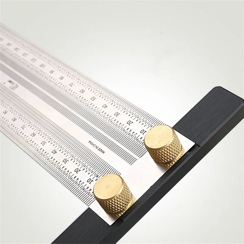 Stainless T-Type Hole Ruler High-Precision Scale Ruler Multifunction Carpentry Marking Line Gauge Carpenter DIY Measuring Tool