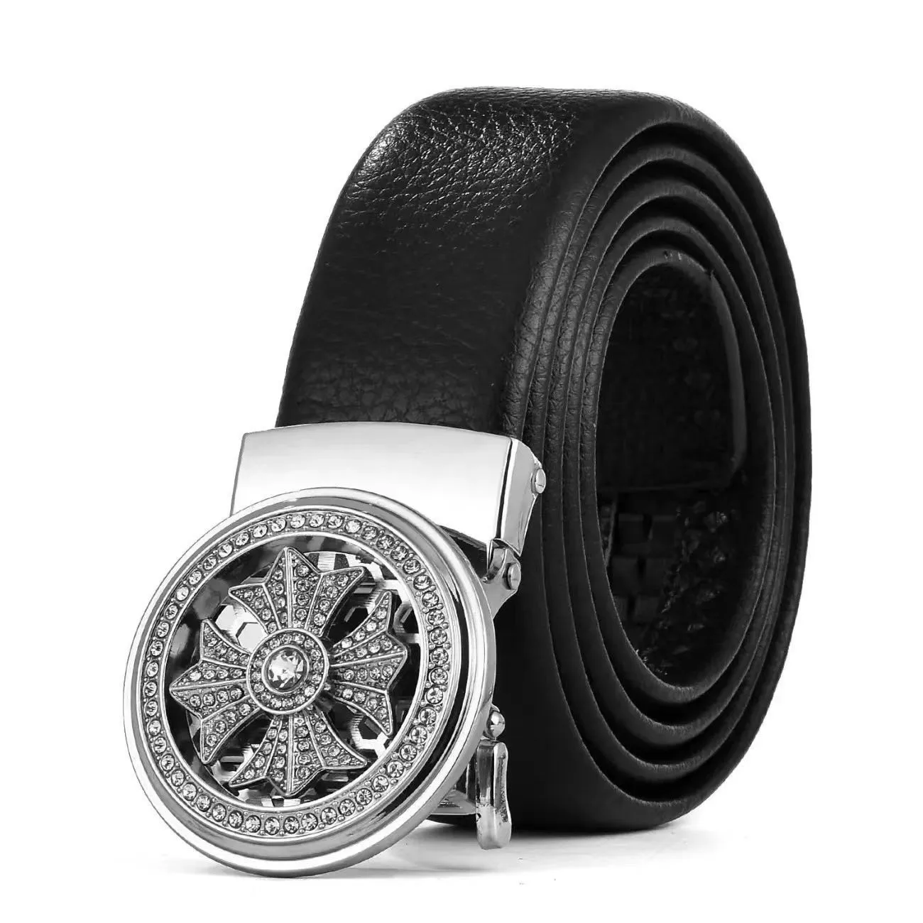 2025 New Release! Men's Genuine Leather Automatic Buckle Belt. Trendy Business - Tactical Style Ideal for Young People