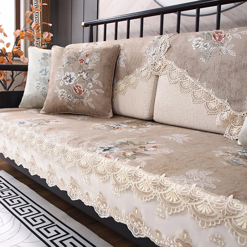 Luxury Jacquard Embroidery Sofa Cover Living Room Lace Couch Cover Home Decoration Seat Slipcover Furniture Protective Towel