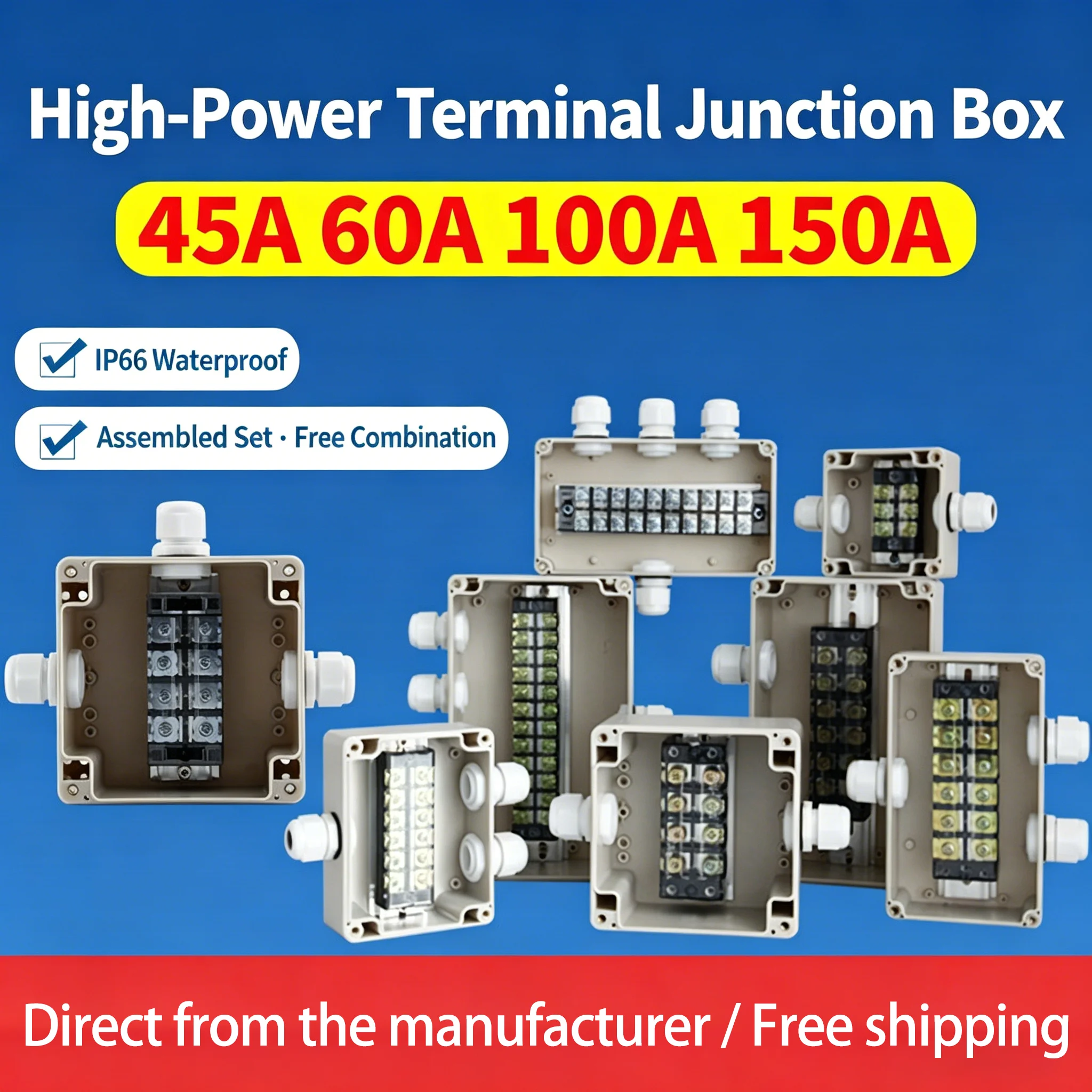 

Outdoor Plastic Distribution Enclosure Case Waterproof Terminal TB series Junction Box Home Monitor Electric Cable Branch Box