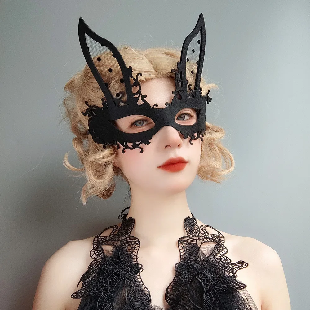 

Bunny Ball Mask Half Face Halloween Party Easter Blindfold Veil