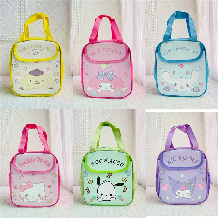 Sanrio Lovely Lunch Bag Anime My Melody Hello Kitty Pochacco Kuromi Travel Thermal Breakfast Box School Child Tote Food Bag Gift