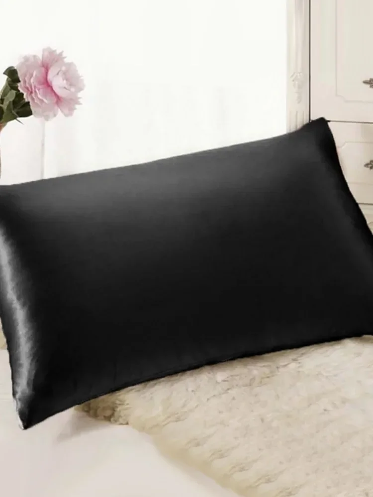 1PC  Queen Standard Satin Silk Soft Mulberry Plain Pillowcase Cover Chair Seat Square Pillow Cover Decorations for Home Pillow
