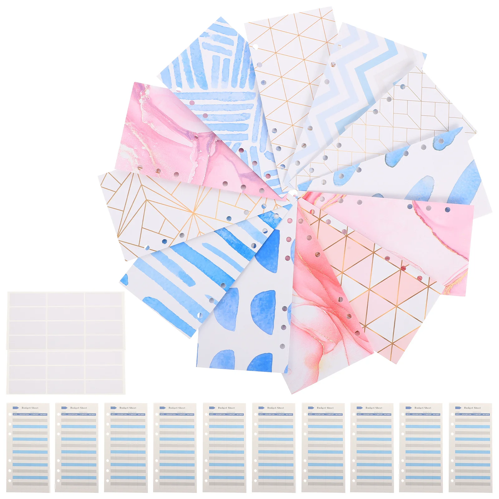 1Set Cash Budget Sheets Portable Financial Envelopes Loose-Leaf Cash Envelopes