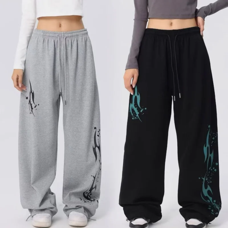 

Spring Autumn Loose High Waist Women's Casual Pants Hip Hop Sport Trousers Dstring Sweatpants Sweet Sle Knitted Sweater