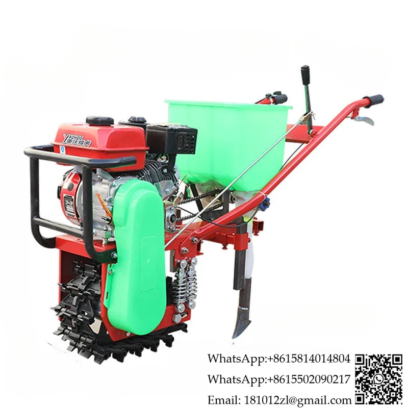 Agricultural gasoline small chain-rail topdressing micro-cultivator single-wheel tiller hoe crawler ditch opener