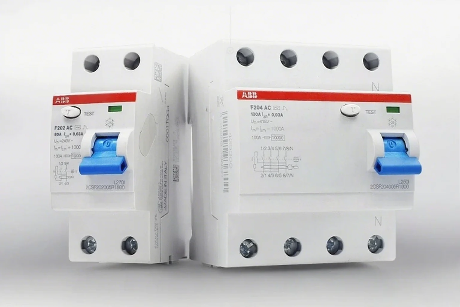 ABB إيطاليا التيار المتناوب نوع قطاع دارة الكهرومغناطيسية حماية التسرب F202 F204 2P 4P 25A 40A 80A 100A المنتج الأصلي