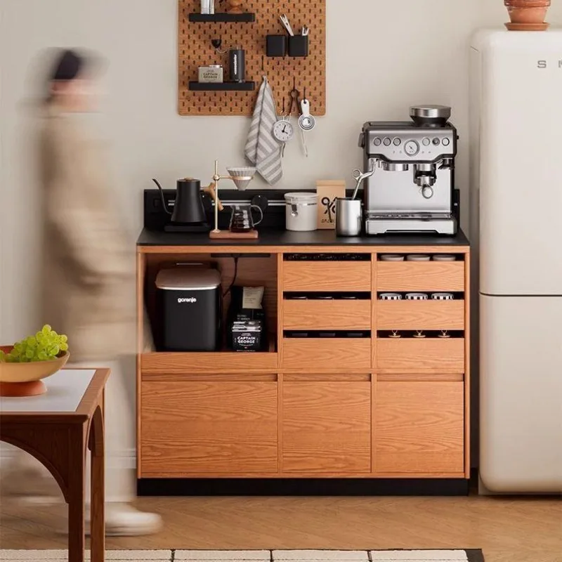 Solid wood sideboard, coffee cabinet, wall-to-wall slate countertop storage cabinet, household tea cabinet