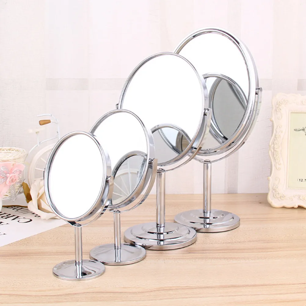 

Зеркало для макияжа с двойной круглой металлической рамкой и увеличительным стеклом, 1 шт., для ежедневного ухода и ухода за кожей