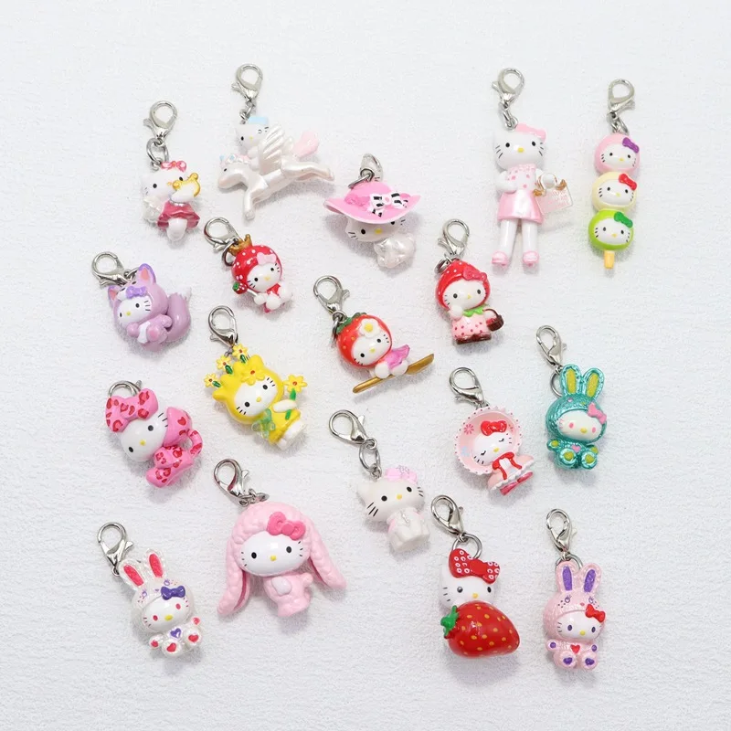 Sanrio Cute Hello Kitty Doll Keychain Kawaii Angel Mobile Phone Pendant Children's Bag Accessories Toy Pendant Gift for Girls