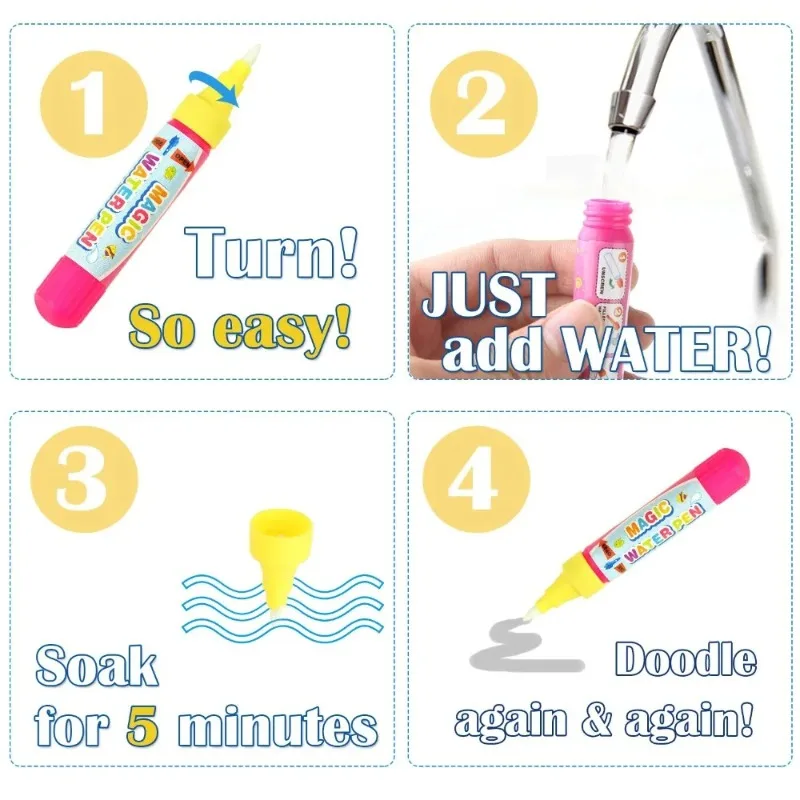 Tierthemen Regenbogen Wasser Zeichenmatte Wasser Doodle Matte Malbücher Wassermalerei Teppich Weihnachtsgeschenk für Kinder