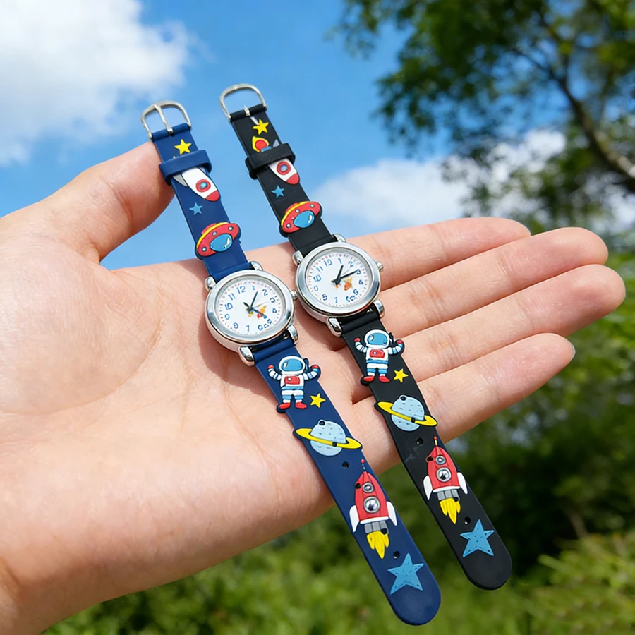 

НОВЫЕ детские часы с 3D-рисунком, серия с рисунком астронавта, детские часы с силиконовым ремешком, милые наручные часы для мальчиков и девочек, подарок для школьников